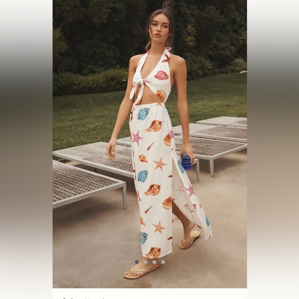 Anthropologie Cover Up Halter Maxi Dress Ocean Sea Beach